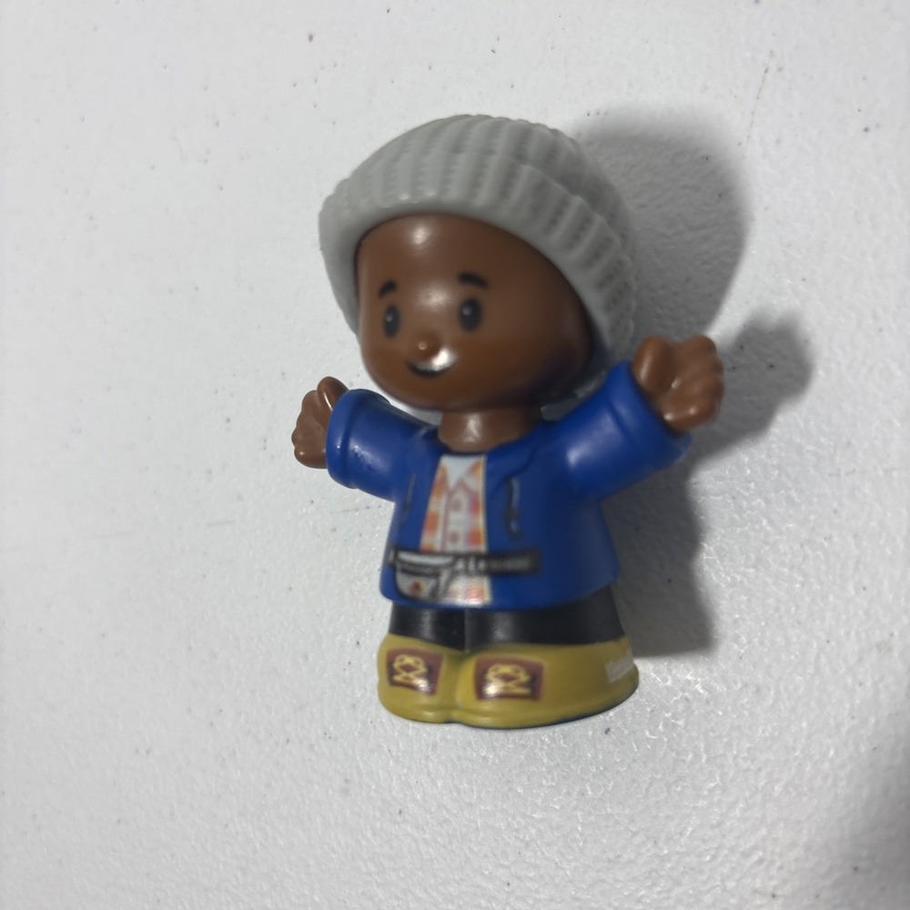 Fisher Price Little People African American w/ Grey Stocking Cap EUC